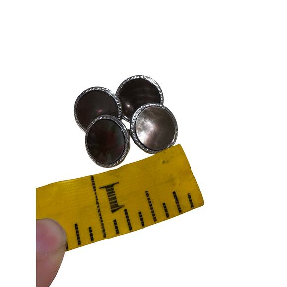 Vintage Grey Mother of Pearl Hickok Chain Cuff Links Cufflinks - Picture 3 of 7